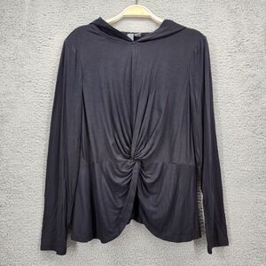 Sweaty Betty London Womens Black Twist Front Hoodie Long Sleeve Top Size Small